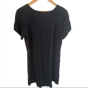 J.Jill Embroidered Black Short Sleeve Mini Dress